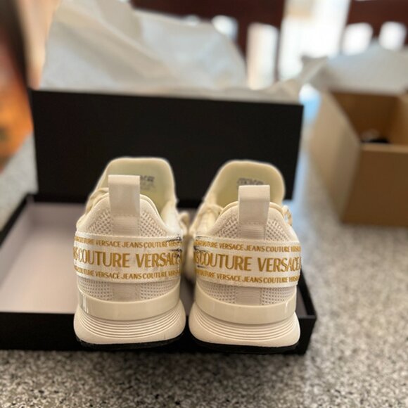 Versace Jeans Couture Women's White Low-Top Sneakers with Metallic Laces - EUC - Picture 7 of 10